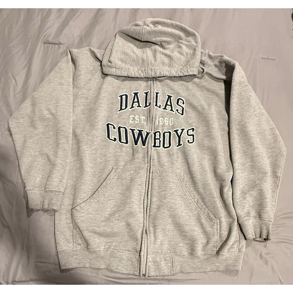 Dallas Cowboys Est. 1960 NFL Gray Full Zip Hooded Sweatshirt 2XL